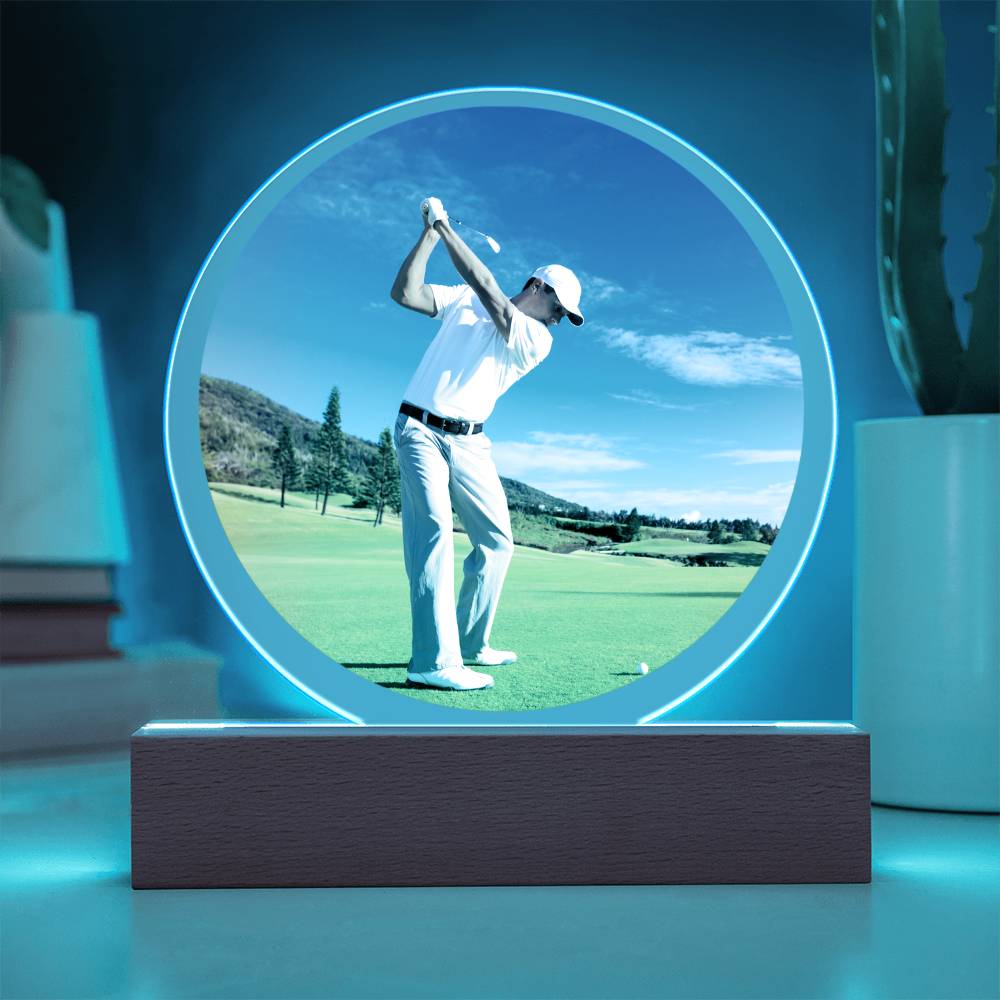 Custom Photo Memorial Acrylic Circle Plaque w/LED base
