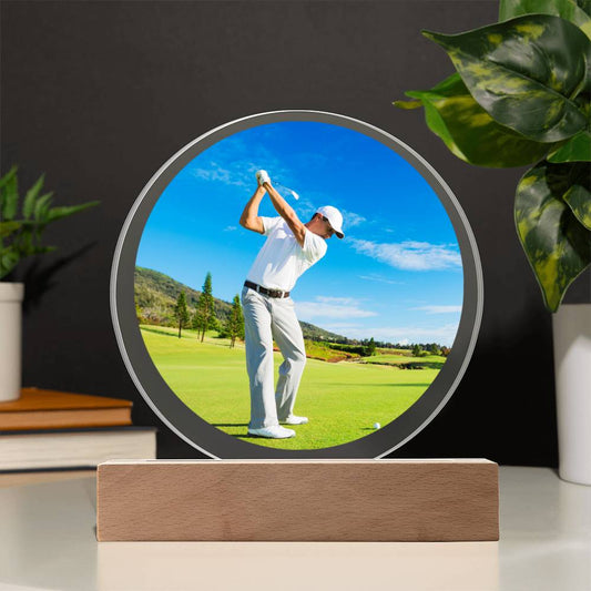Custom Photo Memorial Acrylic Circle Plaque w/LED base