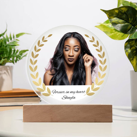 Forever In My Heart - Memorial Acrylic Circle Plaque w/LED base