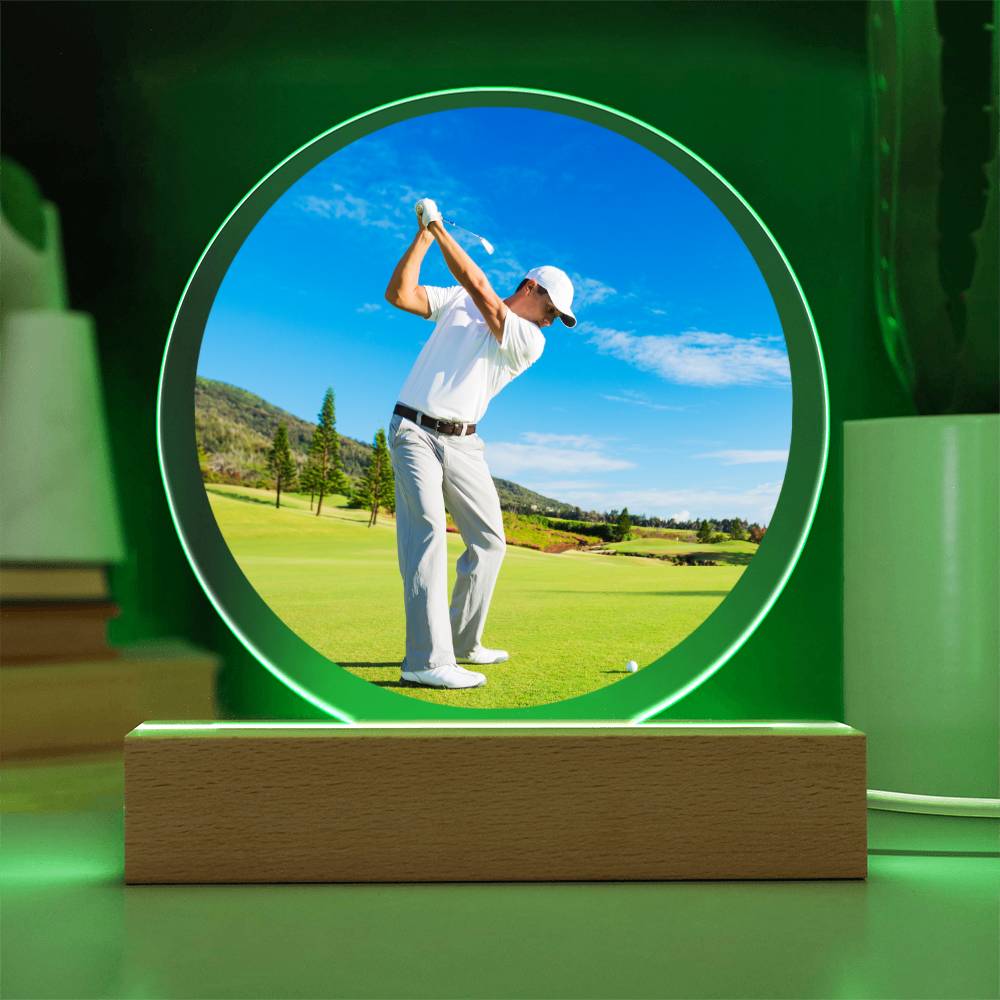 Custom Photo Memorial Acrylic Circle Plaque w/LED base