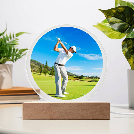 Custom Photo Memorial Acrylic Circle Plaque w/LED base