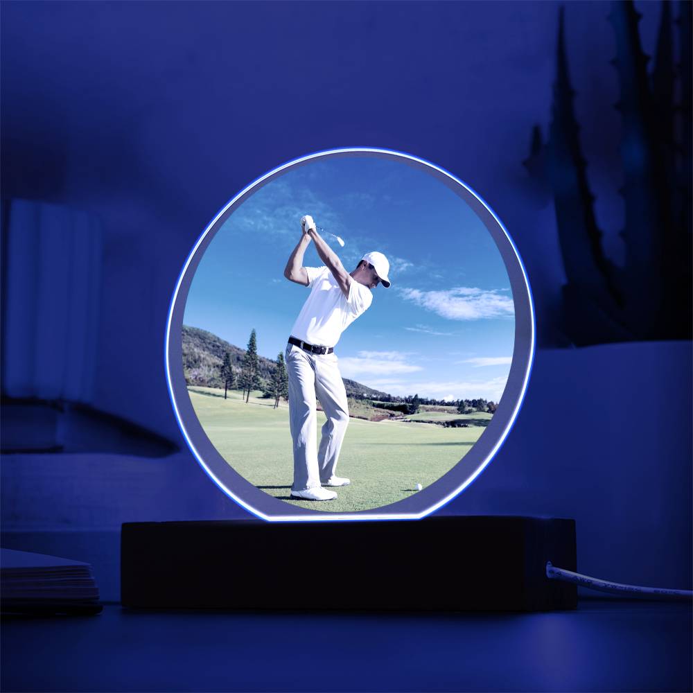 Custom Photo Memorial Acrylic Circle Plaque w/LED base
