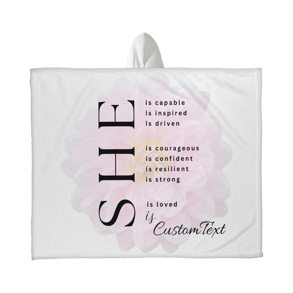 Limited! She Is (capable...) - Luxury Hooded Sherpa Fleece Blanket (70.5" x 52")