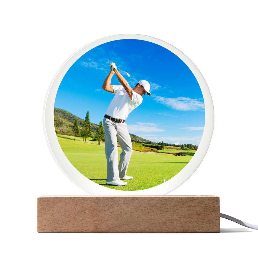 Custom Photo Memorial Acrylic Circle Plaque w/LED base