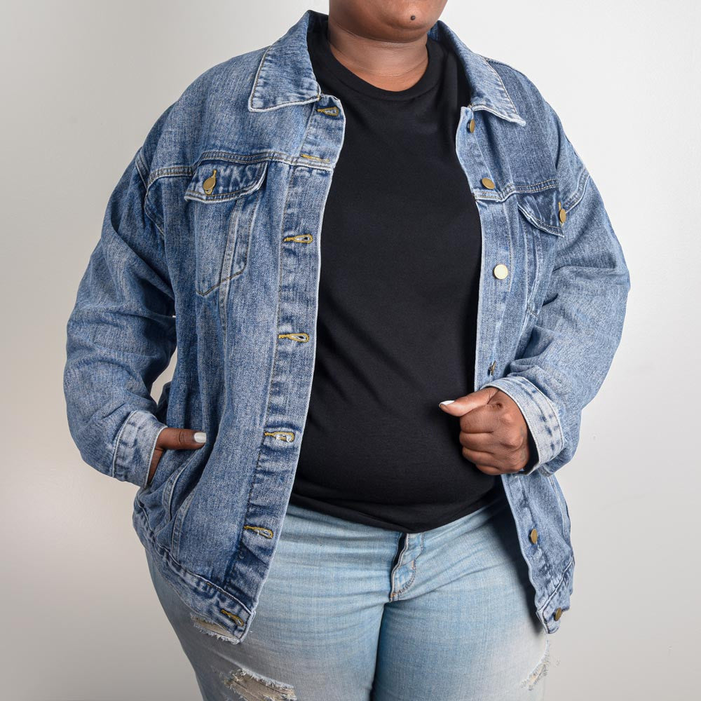 Black History Affirmations - Oversized Women's Denim Jacket