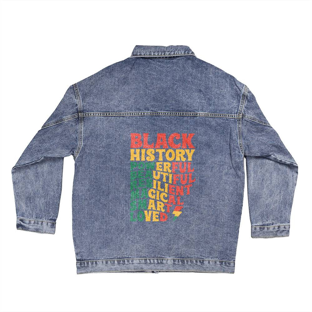 Black History Affirmations - Oversized Women's Denim Jacket