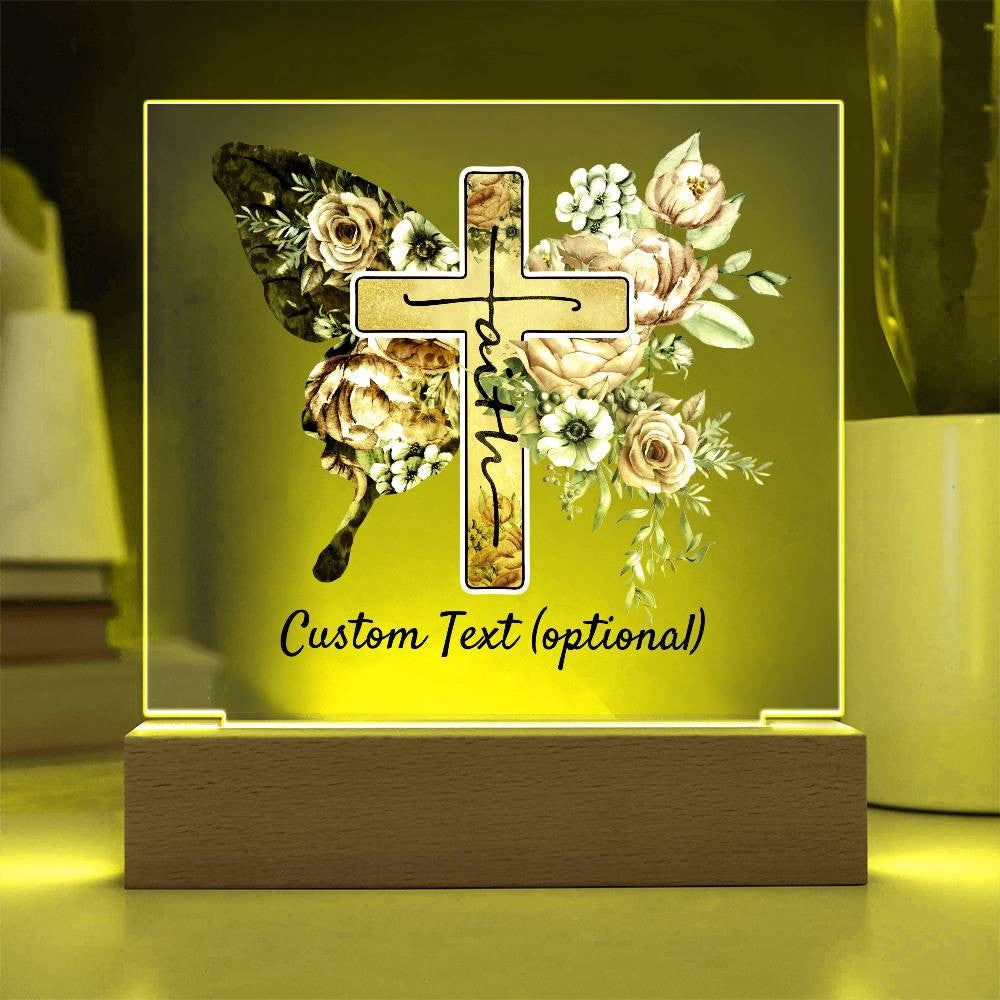 Faith - Acrylic Square Plaque w/LED base