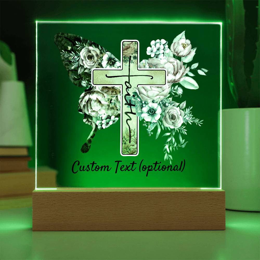 Faith - Acrylic Square Plaque w/LED base