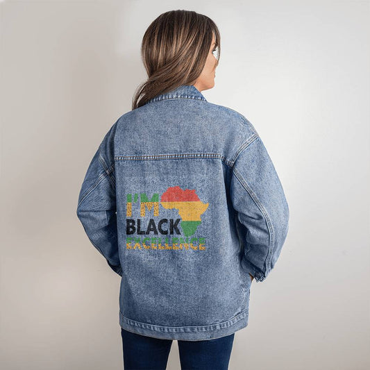 I'm Black Excellence - Oversized Women's Denim Jacket