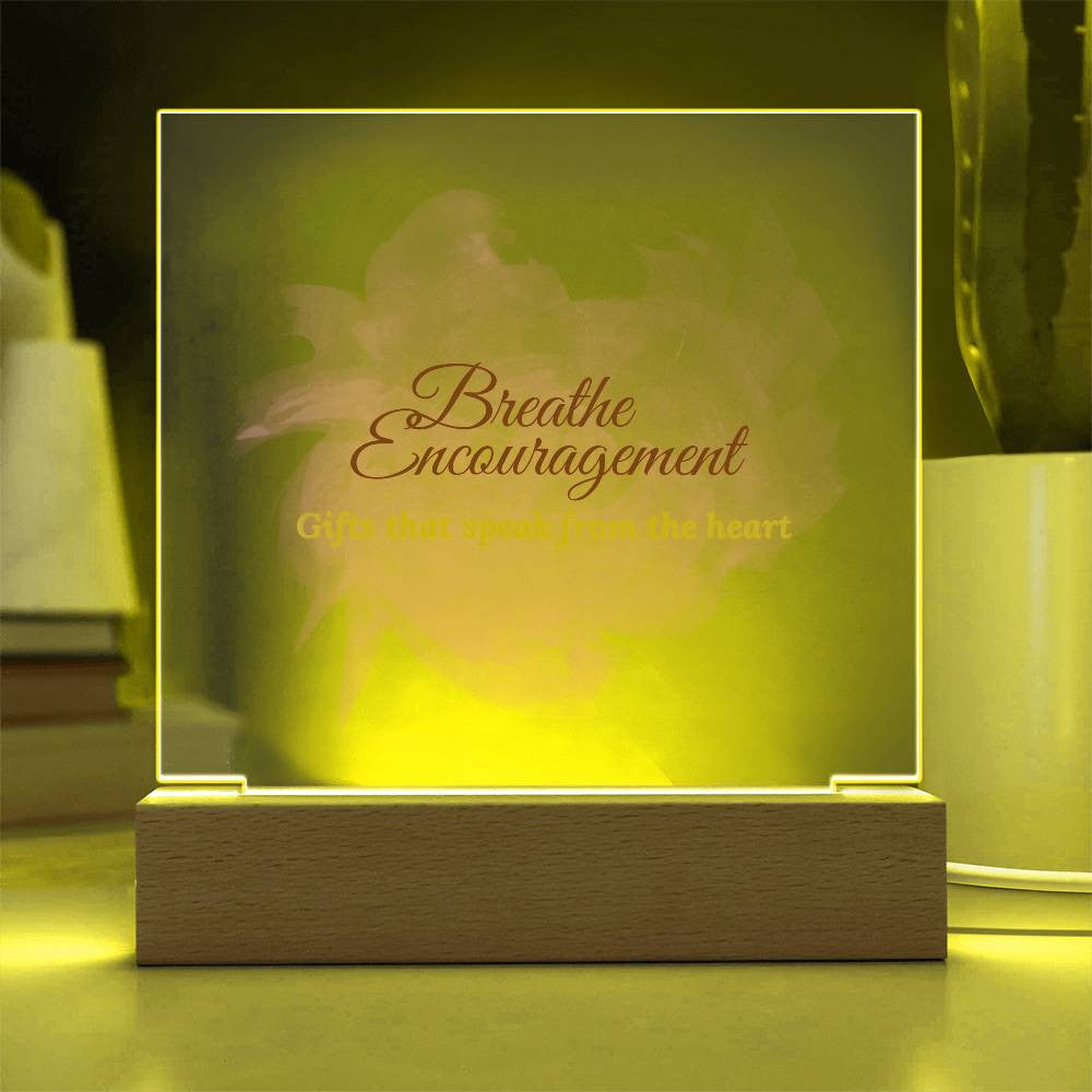 Customizable Logo - Square Acrylic Plaque (w/LED base)