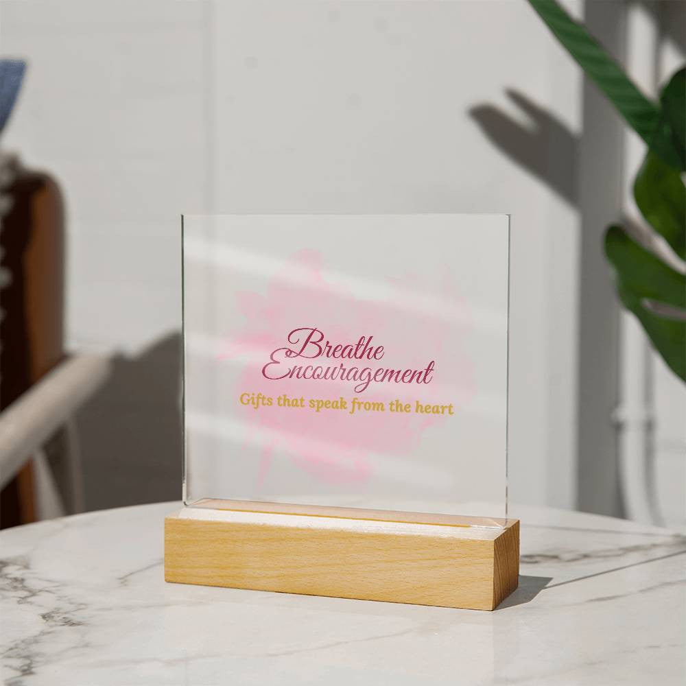 Customizable Logo - Square Acrylic Plaque (w/LED base)