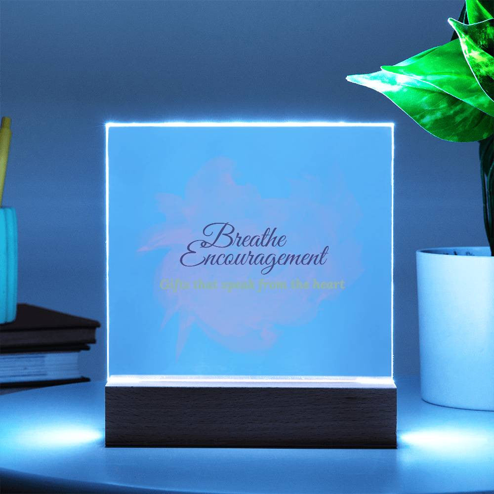 Customizable Logo - Square Acrylic Plaque (w/LED base)