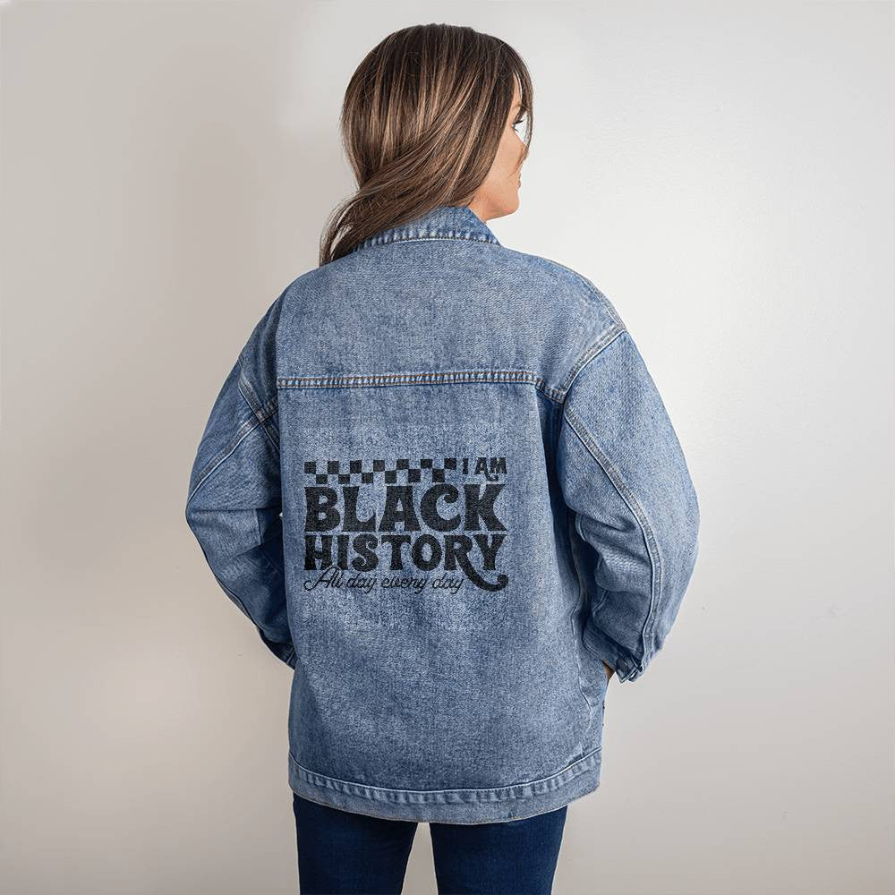 I Am Black History - Oversized Women's Denim Jacket