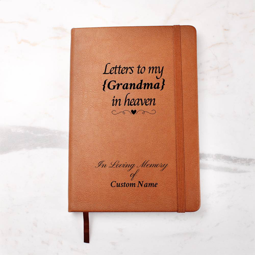 Letters to my {custom} in heaven - Graphic Leather Journal