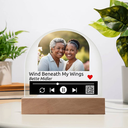 Custom Melody Keepsake w/QR Code - Acrylic Dome Plaque w/LED base