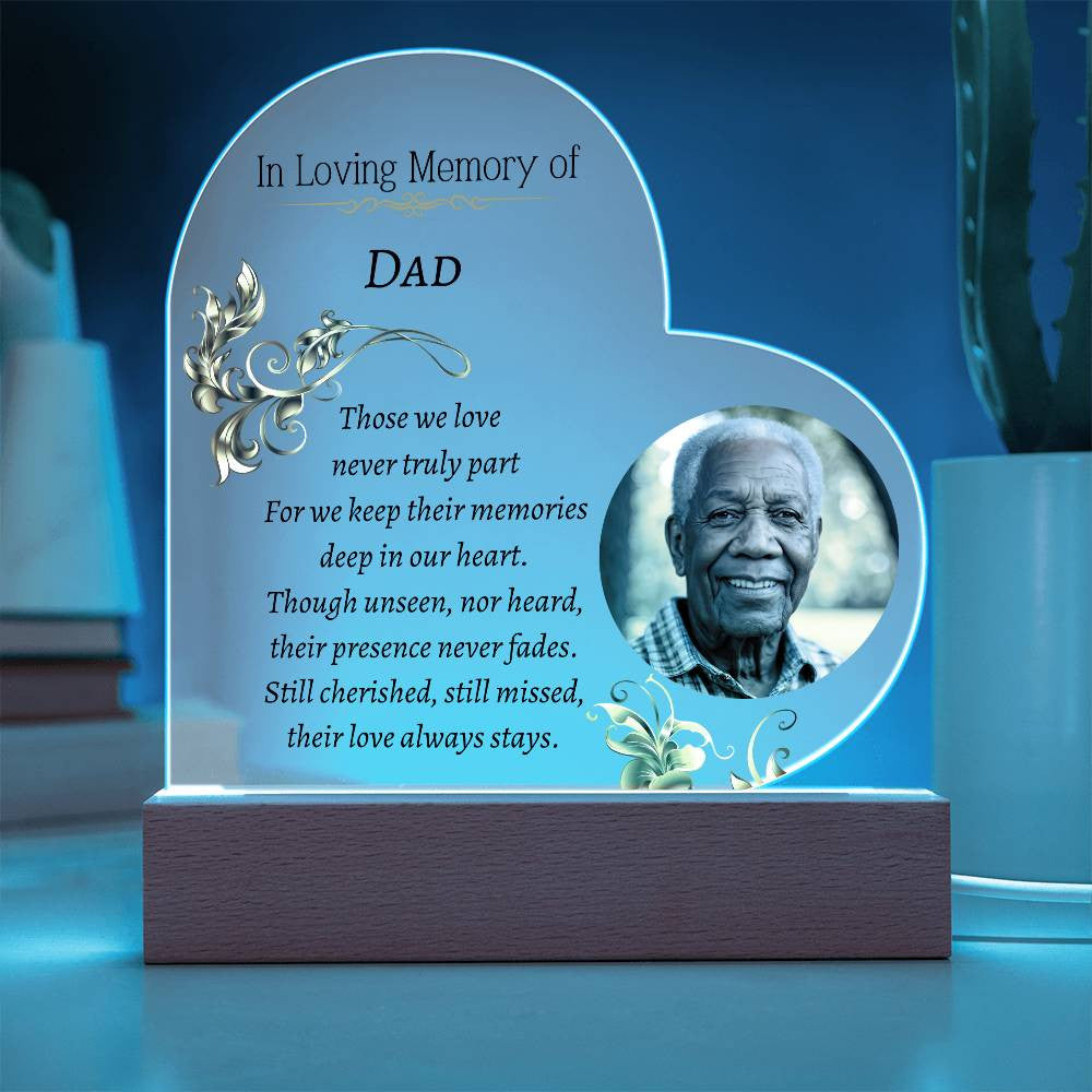 Those we love - Memorial Acrylic Heart Plaque w/LED base