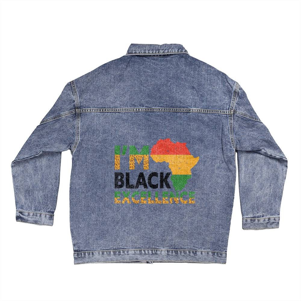 I'm Black Excellence - Oversized Women's Denim Jacket