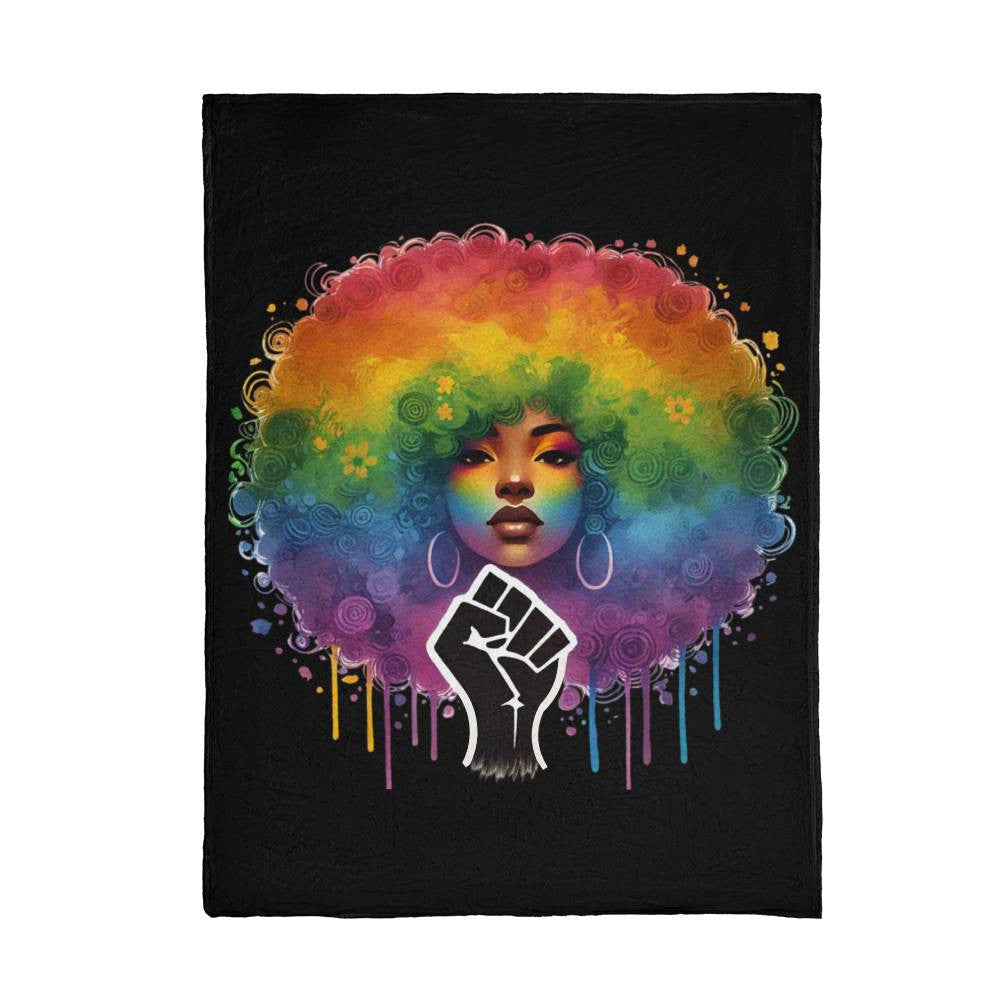 Curly Fro & Fist - Luxury Mink Fleece Blanket