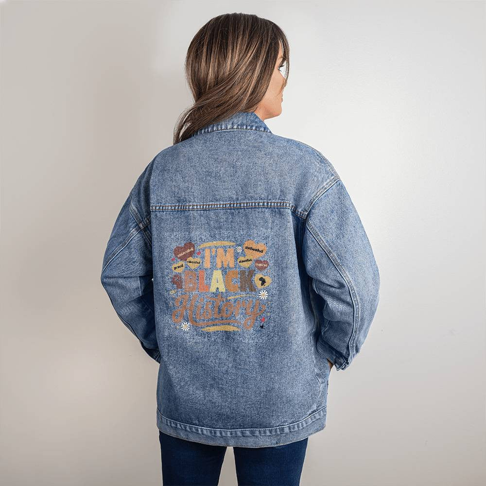 I'm Black History - Oversized Women's Denim Jacket