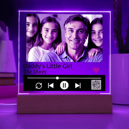 Custom Melody Keepsake w/QR code - Acrylic Square Plaque w/LED base