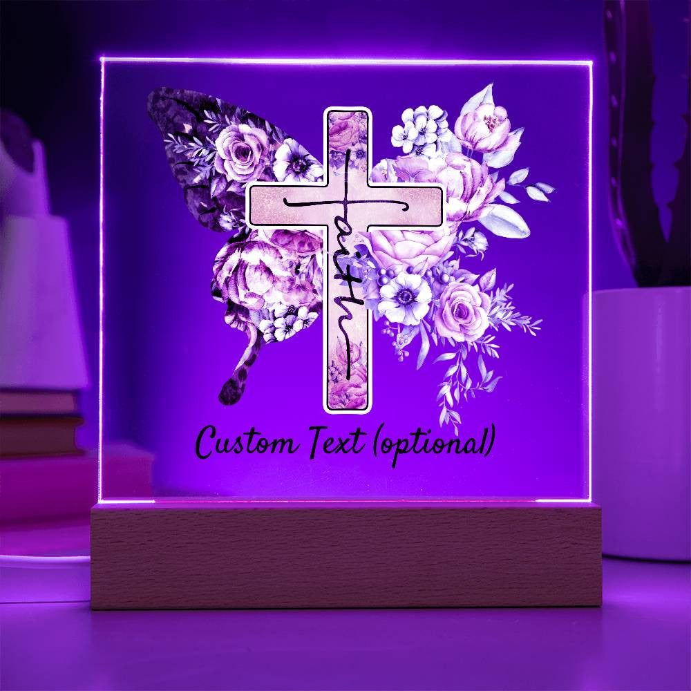 Faith - Acrylic Square Plaque w/LED base