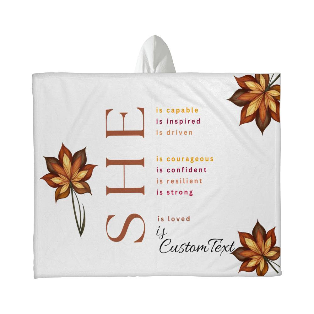 She Is (capable...) - Luxury Hooded Sherpa Fleece Blanket (70.5" x 52")