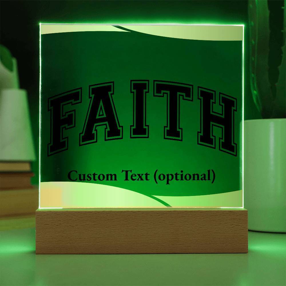 Faith - Acrylic Square Plaque w/LED base