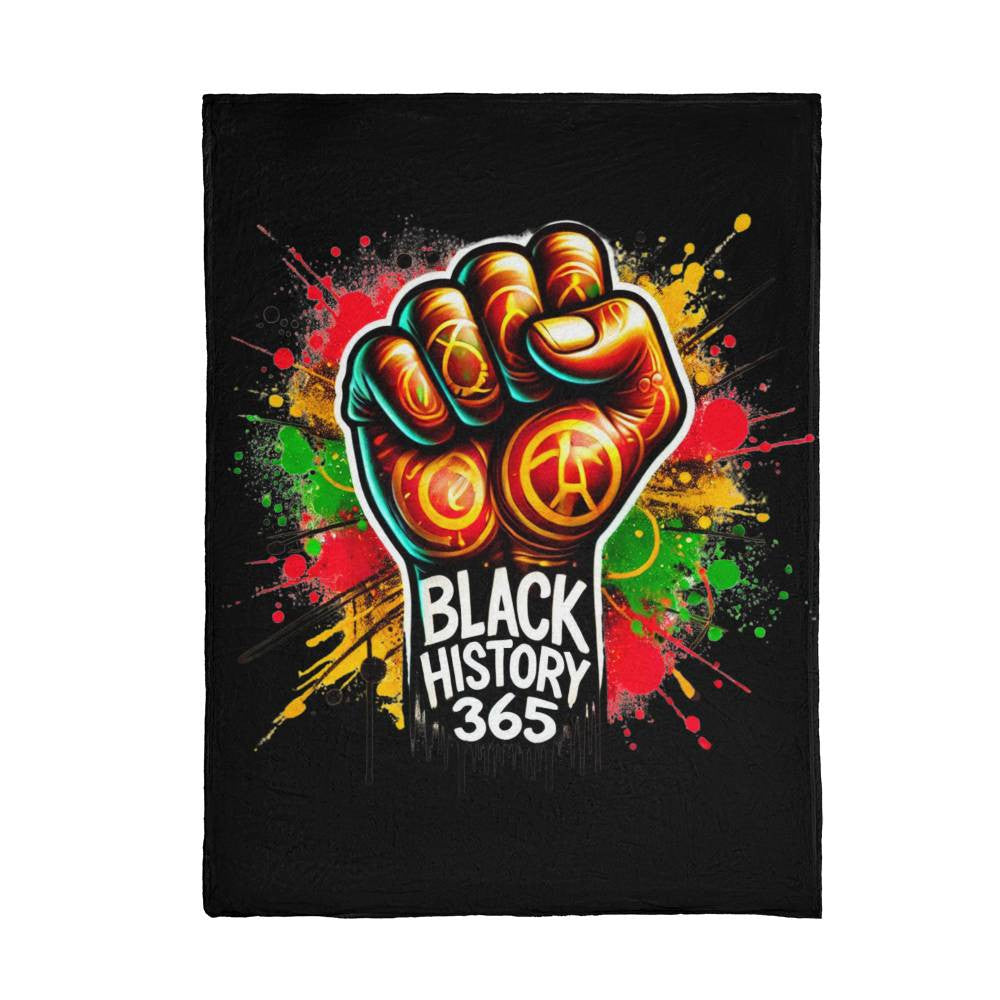 Black History 365 Fist - Luxury Mink Fleece Blanket